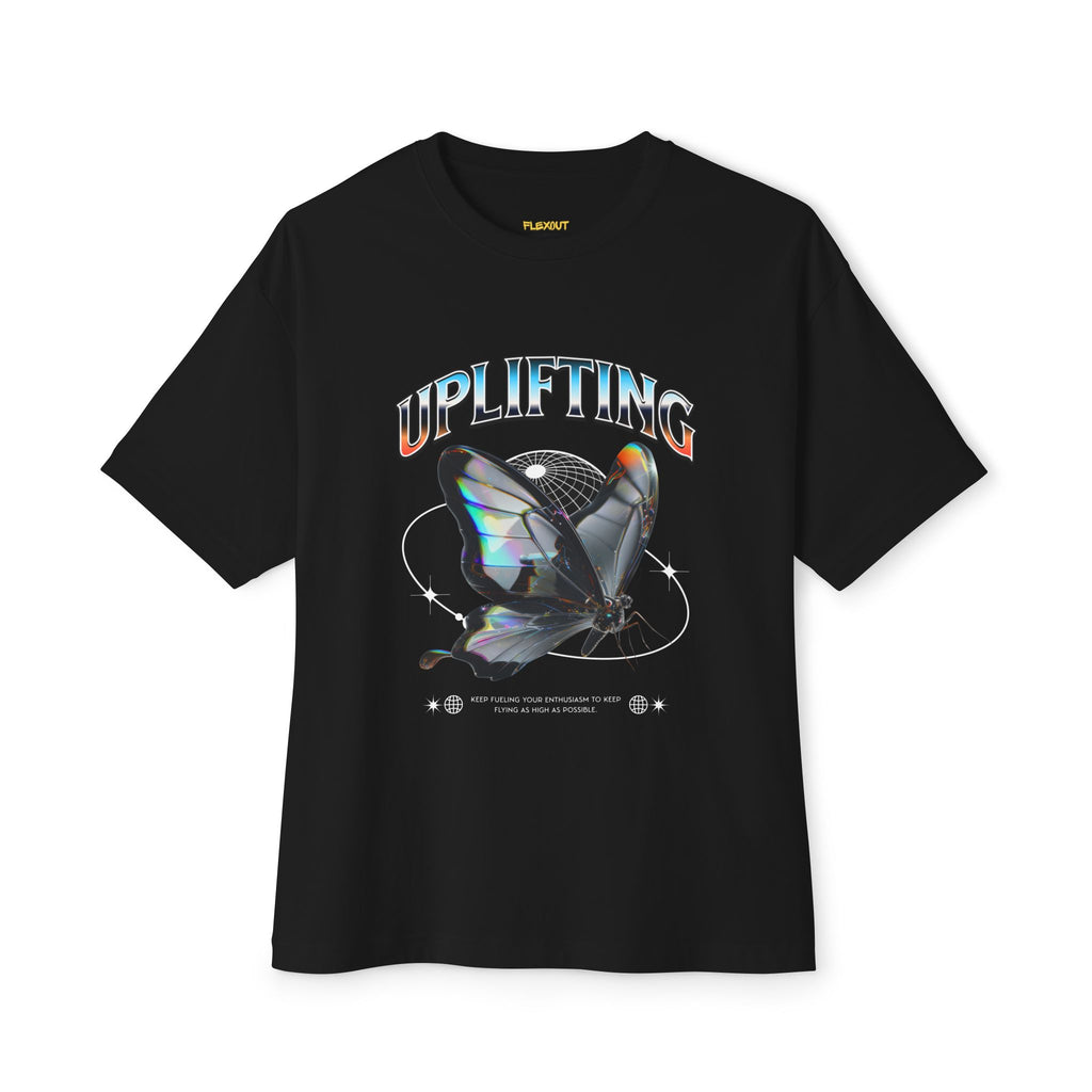 Uplifting Chrome Butterfly Front Printed Oversized Tees